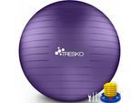 Tresko - Ballon Fitness Yoga Balle d'Exercice Antidérapant Balle Gymnastique avec Pompe 300 kg avec pompe à air Violet 55cm