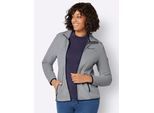 Fleecejacke CASUAL LOOKS, Damen, Gr. 52, grau (grau, meliert), 100% Polyester, unifarben, Jacken Fleecejacke
