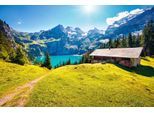 Papermoon Fototapete »ALPEN-SEE UND WIESE-SCHWEIZ«
