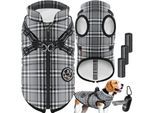 LOVPET® Hundejacke Hundemantel mit Geschirr, inkl. 45 Stück Kotbeutel + Spender, Hunde Winterweste gefüttert wasserdicht, Gepolsterte Weste Mit Brustgurt, Reflektoren, D-Ring