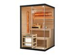 Artsauna Saunakabine Vantaa 120 mit Salzstein - Indoor Sauna für 2 Personen, 3,5 kW Ofen, Glasfront