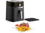 Tefal Heißluftfritteuse EY5018 Easy Fry & Grill Classic, 1400 W, einstellbare Temperatur, 4,2 Liter Fassungsvermögen, 60-Minuten-Timer, schwarz|silberfarben