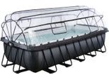 EXIT Framepool Black Leather, BxLxH: 250x540x122 cm, mit Sandfilteranlage, Leiter und Abdeckung, blau|schwarz