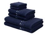 Home affaire Handtuch Set Kelly, Frottier, (Set, 6-tlg), Handtücher mit gestreifter Bordüre, 100% Baumwolle, leichte Qualität, blau