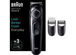 Braun Haarschneider Barttrimmer BT3410, 40 Einstellungen, Wiederaufladbar, grau|schwarz