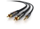 Primewire Audio-Kabel, Cinch, 3,5-mm-Klinke, RCA, AUX (100 cm), Stereo HiFi Audio-Adapter mehrfach geschirmt - 1m, schwarz