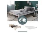 Homestyle4u Holzbett Doppelbett mit Matratze Lattenrost 120x200 cm Bett