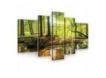 Wallarena Leinwandbild Wald Natur Landschaft Wandbild 170x100 cm Groß SET XXL Wandbilder Leinwandbilder Modern Canvas Kunstdruck Bild Auf Leinwand Bilder für Wohnzimmer Schlafzimmer