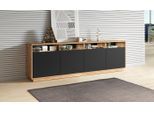 Helvetia Sideboard ASTON, Breite 238 cm., beige|schwarz