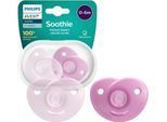 Philips AVENT Schnuller Soothie 0-6m SCF099, kiefergerecht geformter Sauger aus Silikon, inkl. Sterilisationsbox, rosa