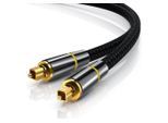 CSL Optisches-Kabel, S/PDIF, Toslink (100 cm), Metallstecker, Nylonmantel, Lichtwellenleiter, Audiokabel - 1m, schwarz