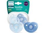 Philips AVENT Schnuller Soothie 0-6m SCF099, kiefergerecht geformter Sauger aus Silikon, inkl. Sterilisationsbox, blau