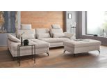 Places of Style Ecksofa Costello L-Form, incl. Sitztiefenverstellung und Armlehnfunktion, incl. 3 Nierenkissen, beige