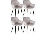 CLP 4er Set Esszimmerstühle Emia Mit Samtbezug I Polsterstuhl Mit Metallgestell I Küchenstuhl Mit Bodenschonern
