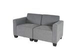 Modular 2-Sitzer Sofa Couch Moncalieri, Stoff/Textil ~ grau