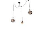 Hanglamp zwart 3-lichts incl. LED smoke dimbaar - Cava Luxe