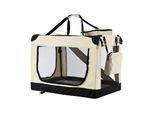 Juskys Hundetransportbox Lassie XL (beige) faltbar mit Decke - 56x81x58 cm Hundetasche Hundebox