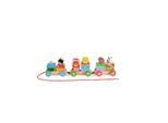 Moni Spielzeug Zug 2036, Bauernzug aus Holz, Formsortierspiel, 1 Lok, 2 Waggons bunt