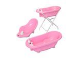 Lorelli Babybadewannen-Set Babybadewanne 88 cm Badesitz Badewannenständer Ablauf rosa