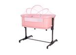 Lorelli Beistellbett Milano 2in1 ab Geburt Matratze höhenverstellbar Moskitonetz rosa