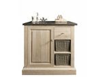 Hellin - Meuble de salle de bain simple vasque chêne blanchi et pierre L90 - vérone - bois clair