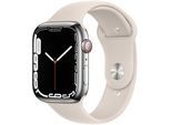 Apple Watch Series 7 Edelstahl 45 mm (2021) | GPS + Cellular | silber | Sportarmband Polarstern