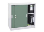 Aktenschrank Preston MCW-F41, Stahlschrank Büroschrank, mit abschließbaren Schiebetüren 90x90x45cm ~ grün