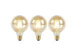 Set van 3 E27 dim to warm LED lampen G95 goud 8W 806 lm 2000-2700K