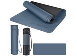 EliteAthlete® Yogamatte - Sportmatte - Fitnessmatte - Gymnastikmatte gepolstert & rutschfest für Fitness, Pilates - Yoga Matte - 183 cm x 61 cm x 0.6 cm - Trainingsmatte inkl. Transportgurt + Tasche - Dunkelblau