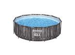 Bestway® Steel Pro MAX™ Frame Pool-Set mit Filterpumpe Ø 366 x 100 cm, Holz-Optik (Mooreiche), rund