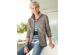Fleecejacke CASUAL LOOKS, Damen, Gr. 52, grau (taupe), 100% Polyester, unifarben, Jacken Fleecejacke