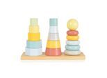Tooky Toy Holz-Stapelturm-Set TKF008B, Formsortierer, bunte Stapelpyramiden bunt