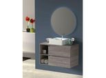 Allstone - Ensemble de salle de bain Zeus - 9 couleurs (Voir dans la 3ème image) et 2 dimensions - avec meuble, miroir rond rétroéclairé et lavabo