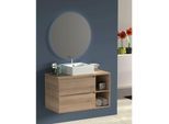Ensemble de salle de bain Zeus - 9 couleurs (Voir dans la 3ème image) et 2 dimensions - avec meuble, miroir rond rétroéclairé et lavabo Blanc