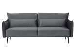 SalesFever 3-Sitzer Sofa Samt Grau mit Schlaffunktion 207x86x88 cm