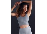 LASCANA ACTIVE Crop-Top '-Sport Top' mehrfarbig Gr. L (44/46) für Damen. Rundhals und Mesheinsatz, Logodruck. Figurbetont