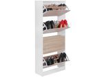FineBuy Schuhkipper 4 Fächer 24 Paar Schuhe Schuhkommode Schuhschrank Sonoma