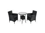 Juskys Polyrattan Balkon Set Bayamo 3-teilig für 2 Personen – Balkonmöbel mit Tisch & 2 Stühlen