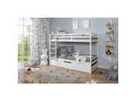 TiCAA Etagenbett Finn Weiß mit Zusatzbett