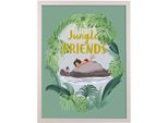 Komar Bild mit Rahmen »Bilderrahmen Holz White mit Wandbild "Jungle Book Friends" als Set«