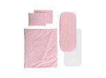 Lorelli Kinderwagen-Bettwäscheset 5-tlg. Decke 78 x 62, Kissen 35 x 25, Laken pink