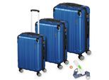 Veska Hartschalenkoffer Kofferset "Madrid" 3 teilig mit TSA Zahlenschloss 4 Rollen ABS-Hartschale, Reisekoffer Trolley Rollkoffer Koffer - königsblau