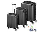 Veska Hartschalenkoffer Kofferset "Madrid" 3 teilig mit TSA Zahlenschloss 4 Rollen ABS-Hartschale, Reisekoffer Trolley Rollkoffer Koffer - anthrazit