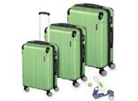 Veska Hartschalenkoffer Kofferset "Madrid" 3 teilig mit TSA Zahlenschloss 4 Rollen ABS-Hartschale, Reisekoffer Trolley Rollkoffer Koffer - oliv-grün