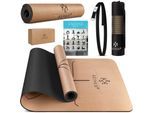 Yogamatte Kork Inkl. Tragegurt Tasche & Yoga-Block Gymnastikmatte Yoga Matte rutschfest aus Naturkautschuk tpe Fitnessmatte Schwarz - Schwarz - Kesser