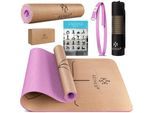 Yogamatte Kork Inkl. Tragegurt Tasche & Yoga-Block Gymnastikmatte Yoga Matte rutschfest aus Naturkautschuk tpe Fitnessmatte Rosa - Rosa - Kesser