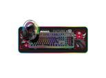 Hyrican Striker Gaming Set Tastatur, Maus, Headset + Mauspad, kabelgebunden Eingabegeräte-Set, ST-MK91, ST-GM005, ST-GH707, ST-MP25B, RGB-Beleuchtung, USB, schwarz, schwarz