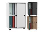 VCM Büroschrank mit 2 Fächern moderner Aktenschrank mit Schiebetüren Maße ca. H. 74 x B. 49 x T. 38 cm – Ulas 2-Fach