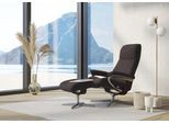 Stressless® Relaxsessel »View«, (Set, Relaxsessel mit Hocker), mit Hocker, mit Cross Base, Größe S, M & L, Holzakzent Braun