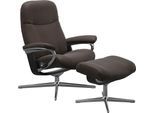 Stressless® Relaxsessel »Garda«, (Set, Relaxsessel mit Hocker), mit Hocker, mit Cross Base, Größe M & L, Holzakzent Schwarz